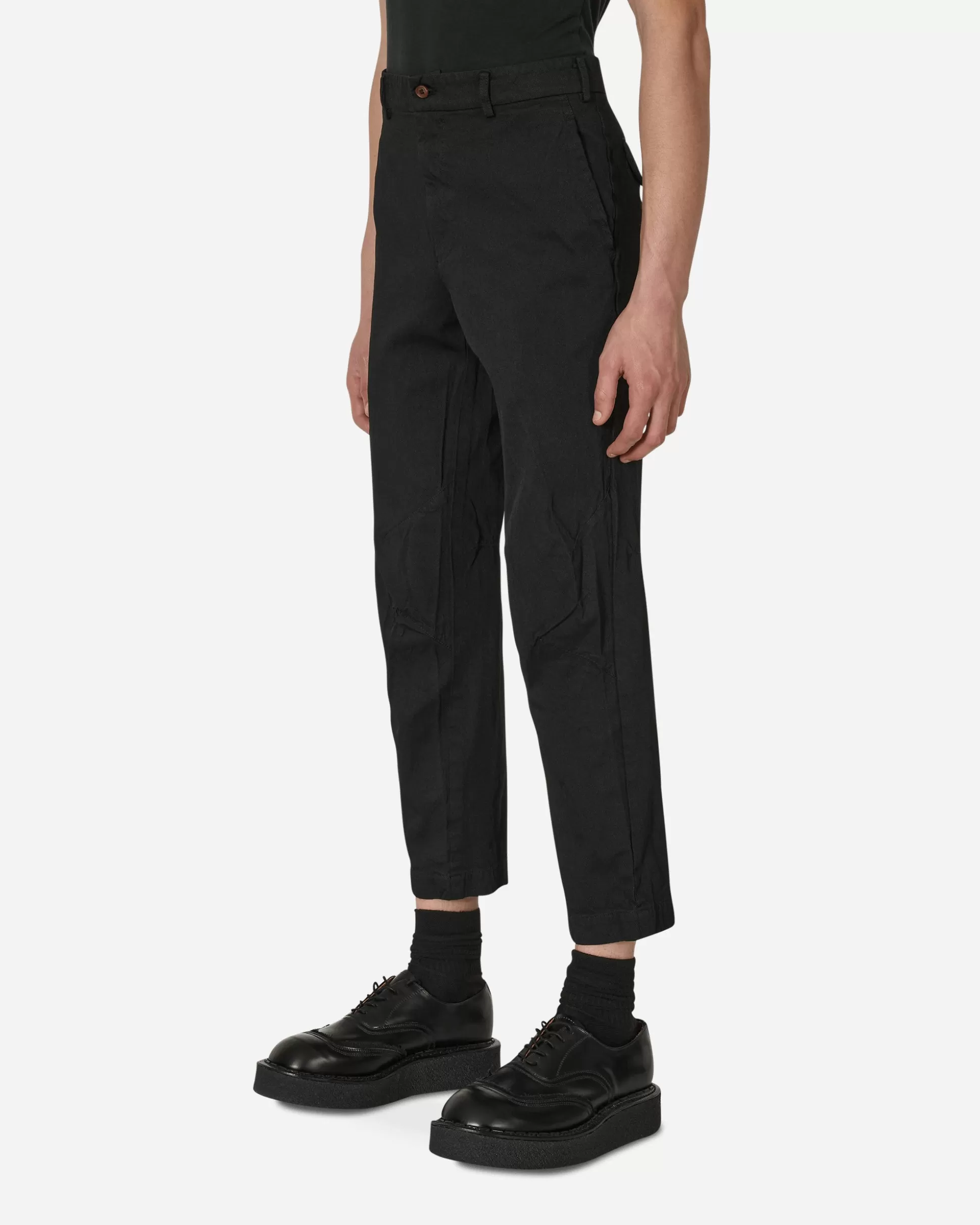 Comme Des Garçons Black Crumpled Polyester Pants Black Cheap