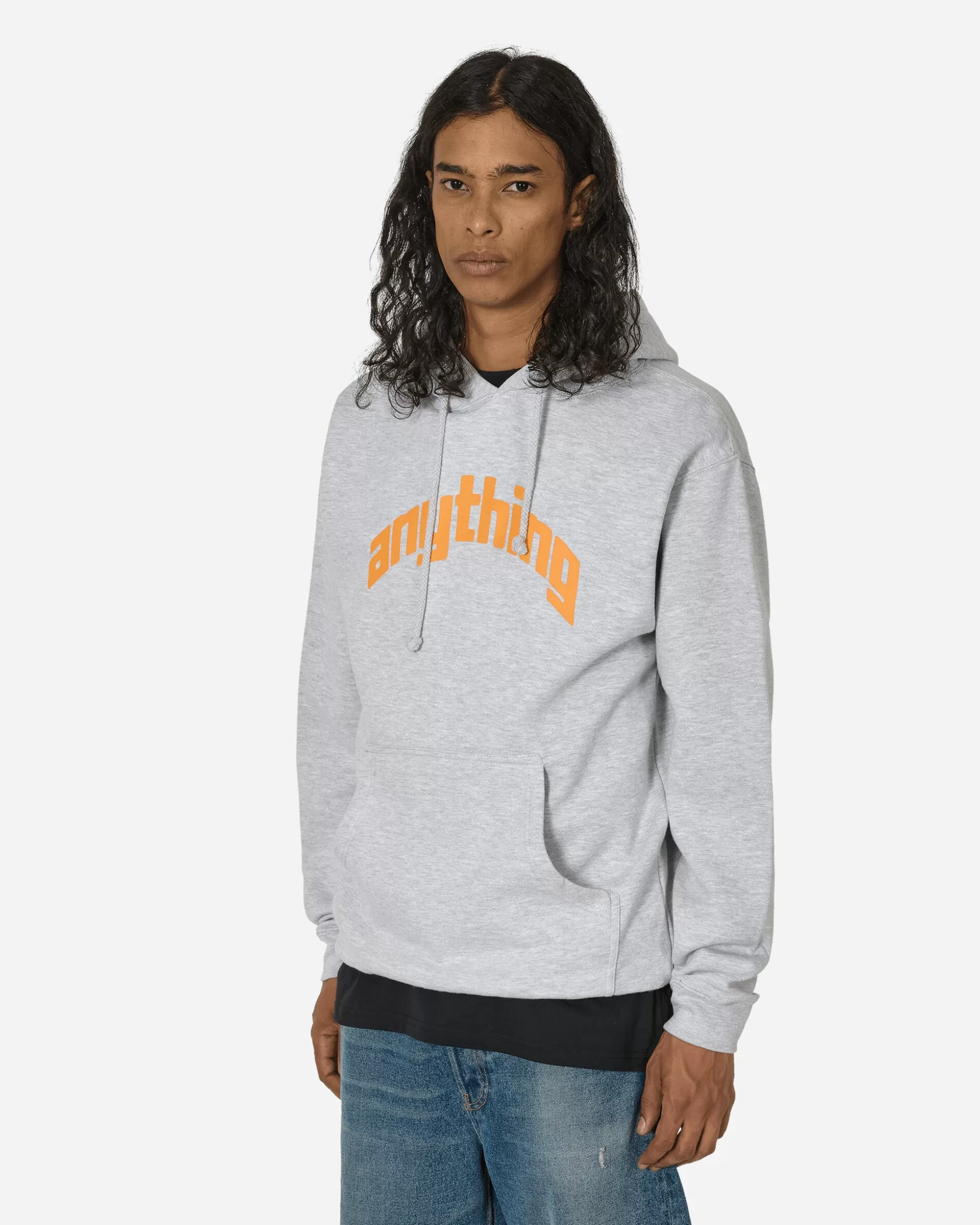 aNYthing Curved Logo Hoodie Heather Grey Discount