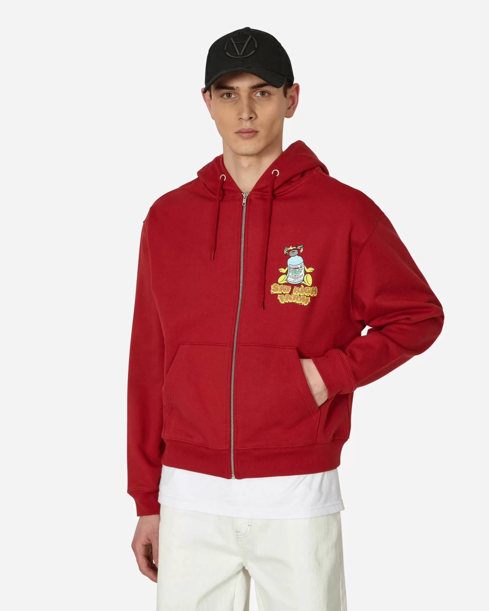 Sky High Farm Flatbush Printed Zipped Hooded Sweatshirt Red Best Sale