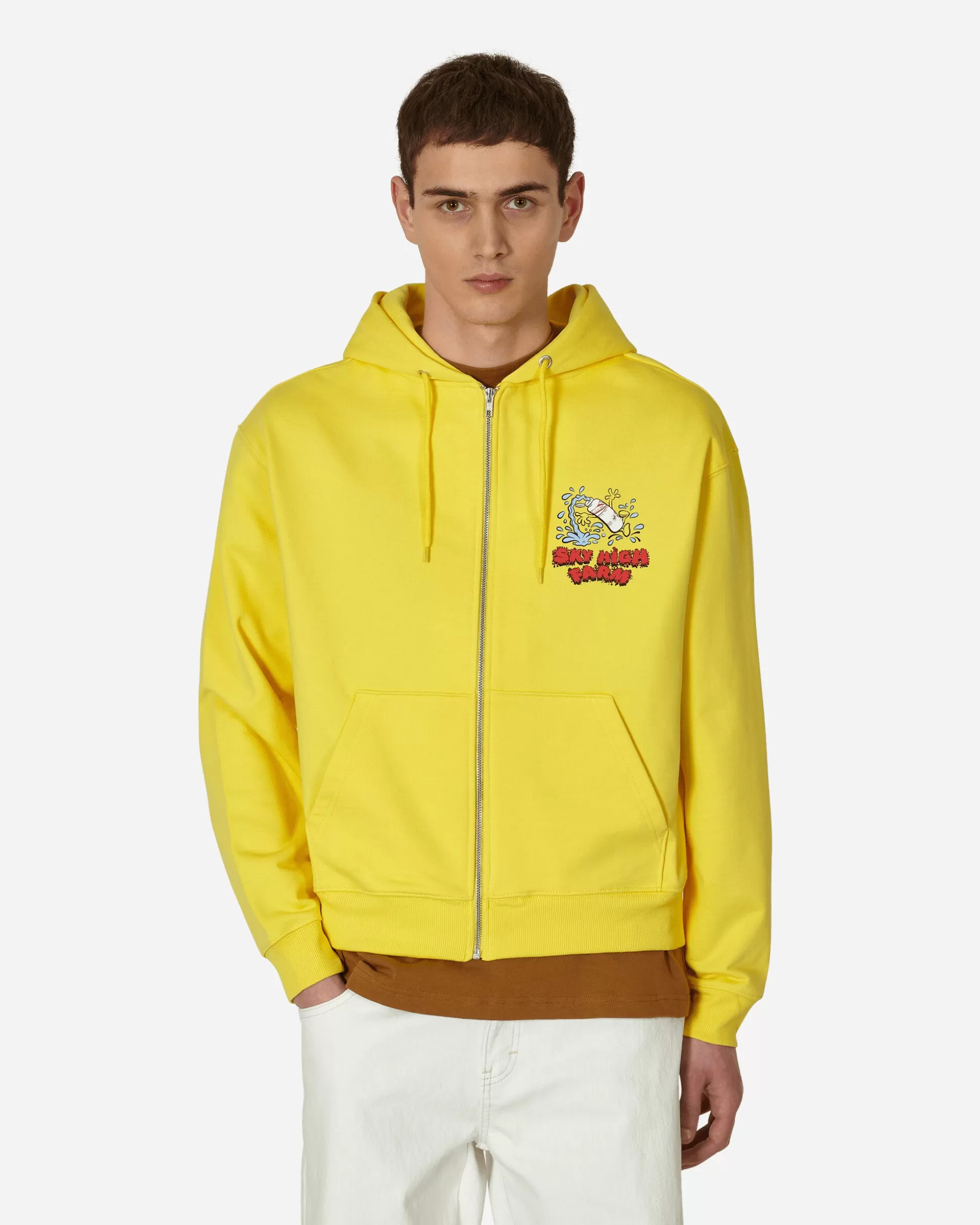 Sky High Farm Flatbush Printed Zipped Hooded Sweatshirt Yellow Fashion