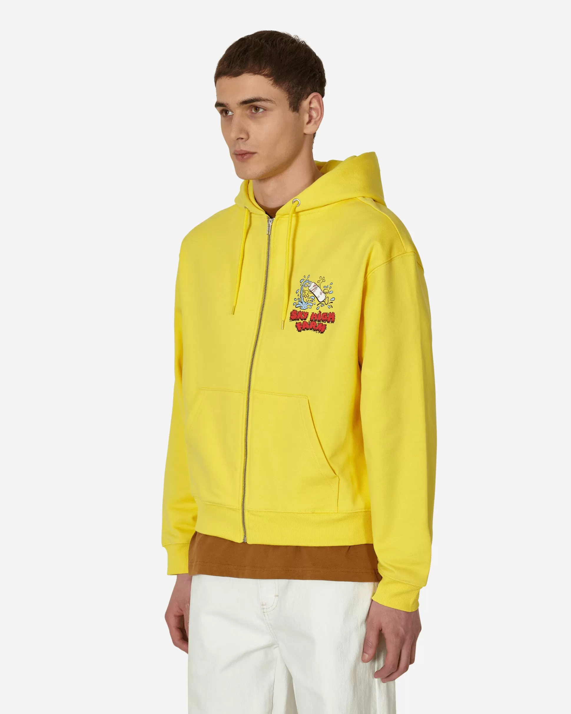 Sky High Farm Flatbush Printed Zipped Hooded Sweatshirt Yellow Fashion