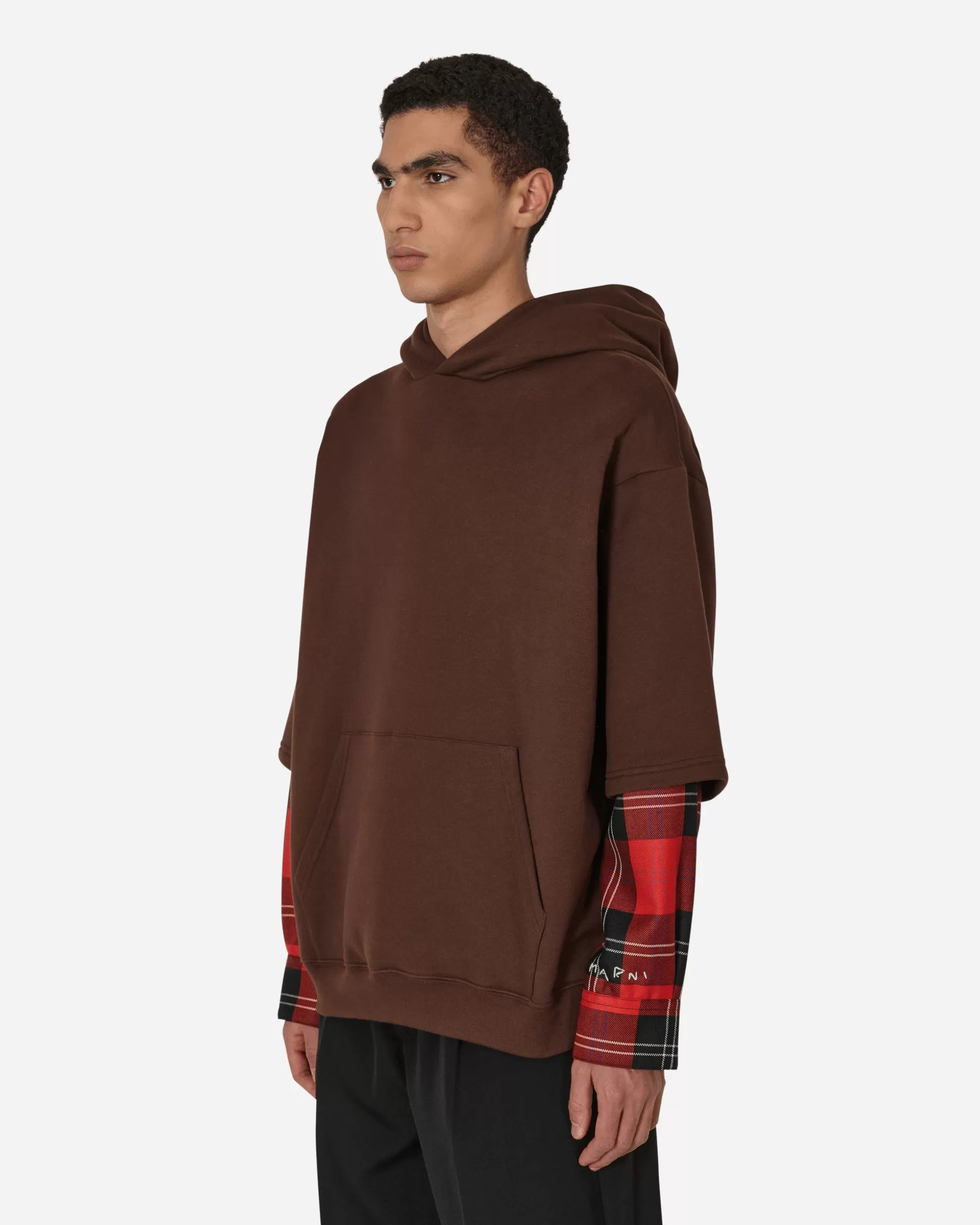Marni Long-Sleeved Hooded Sweatshirt Brown Online