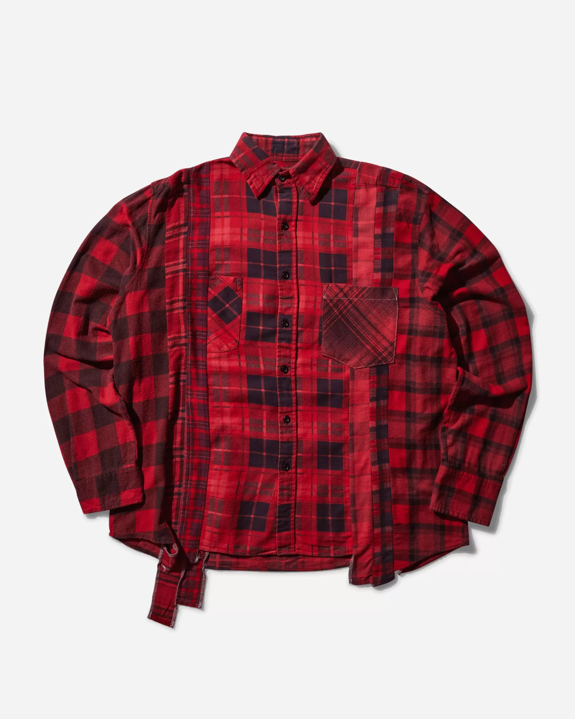 Needles Men's 7 Cuts Flannel Shirt Over Dye Red Cheap