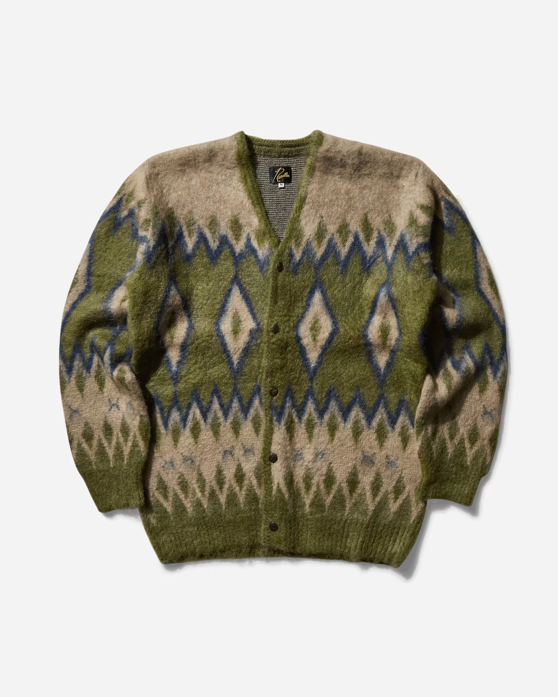 Needles Men's Diamond Mohair Cardigan Olive Shop