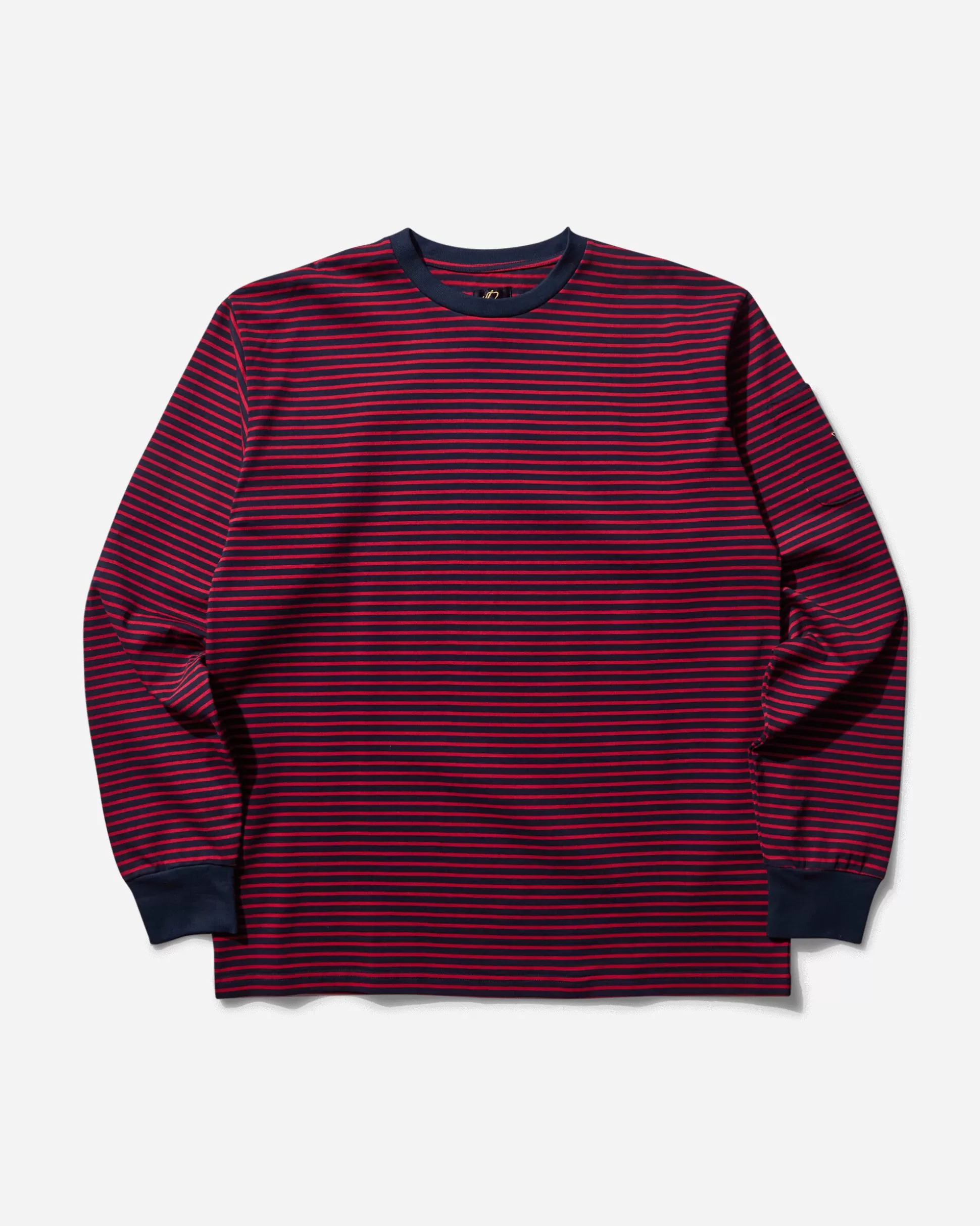 Needles Men's Stripe Crewneck Longsleeve T-Shirt Navy / Red Best