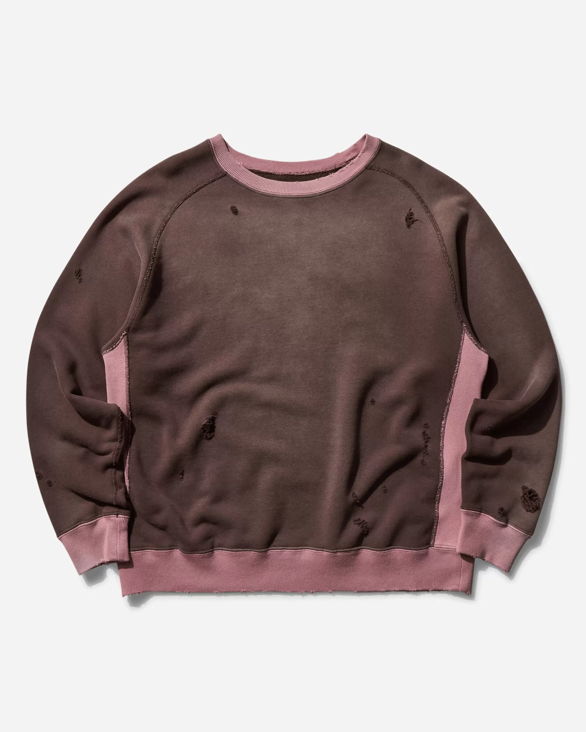 Needles Men's 2-Tone Crewneck Sweatshirt Brown Clearance