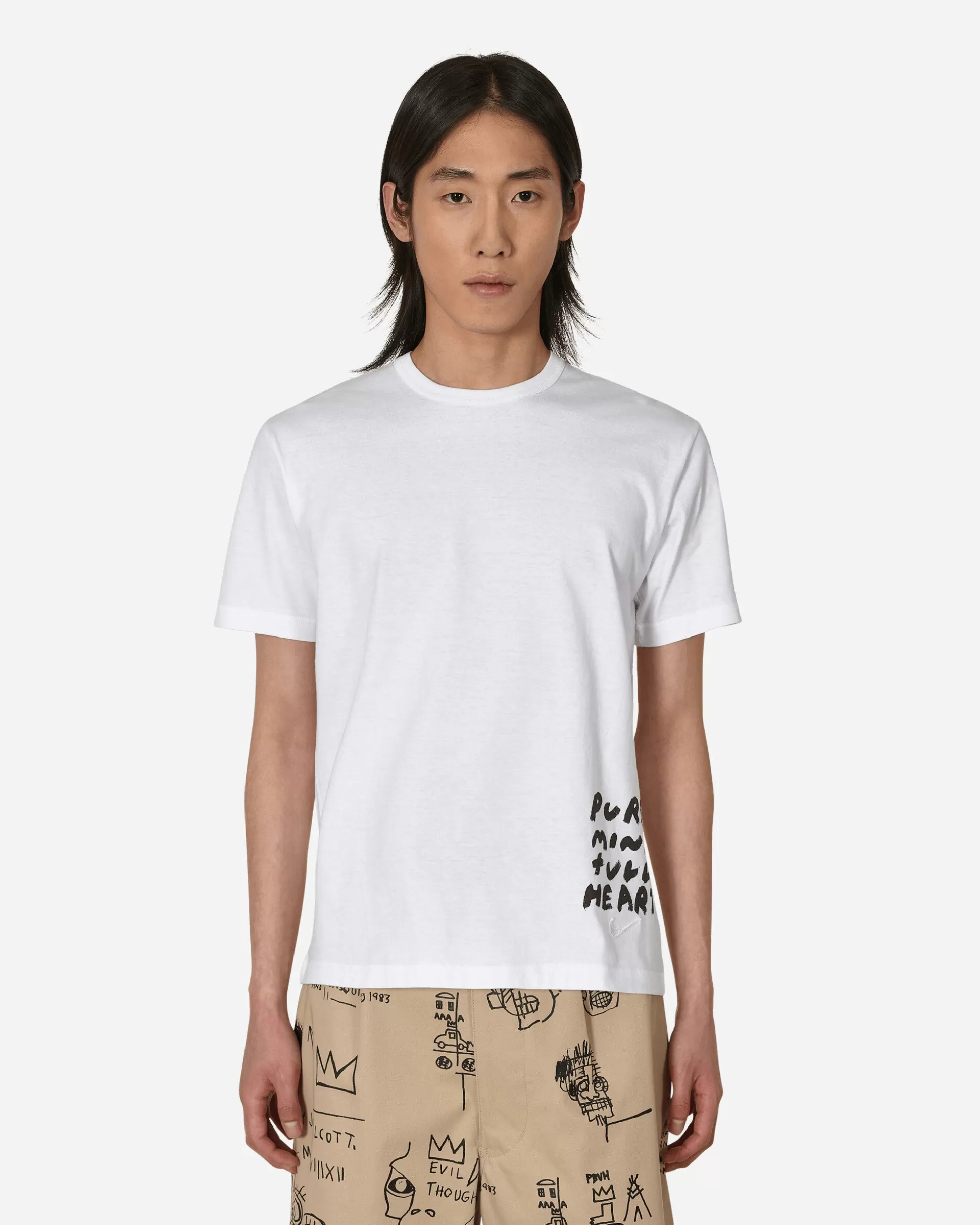 Comme Des Garçons Black Nike Message Print T-Shirt White Flash Sale