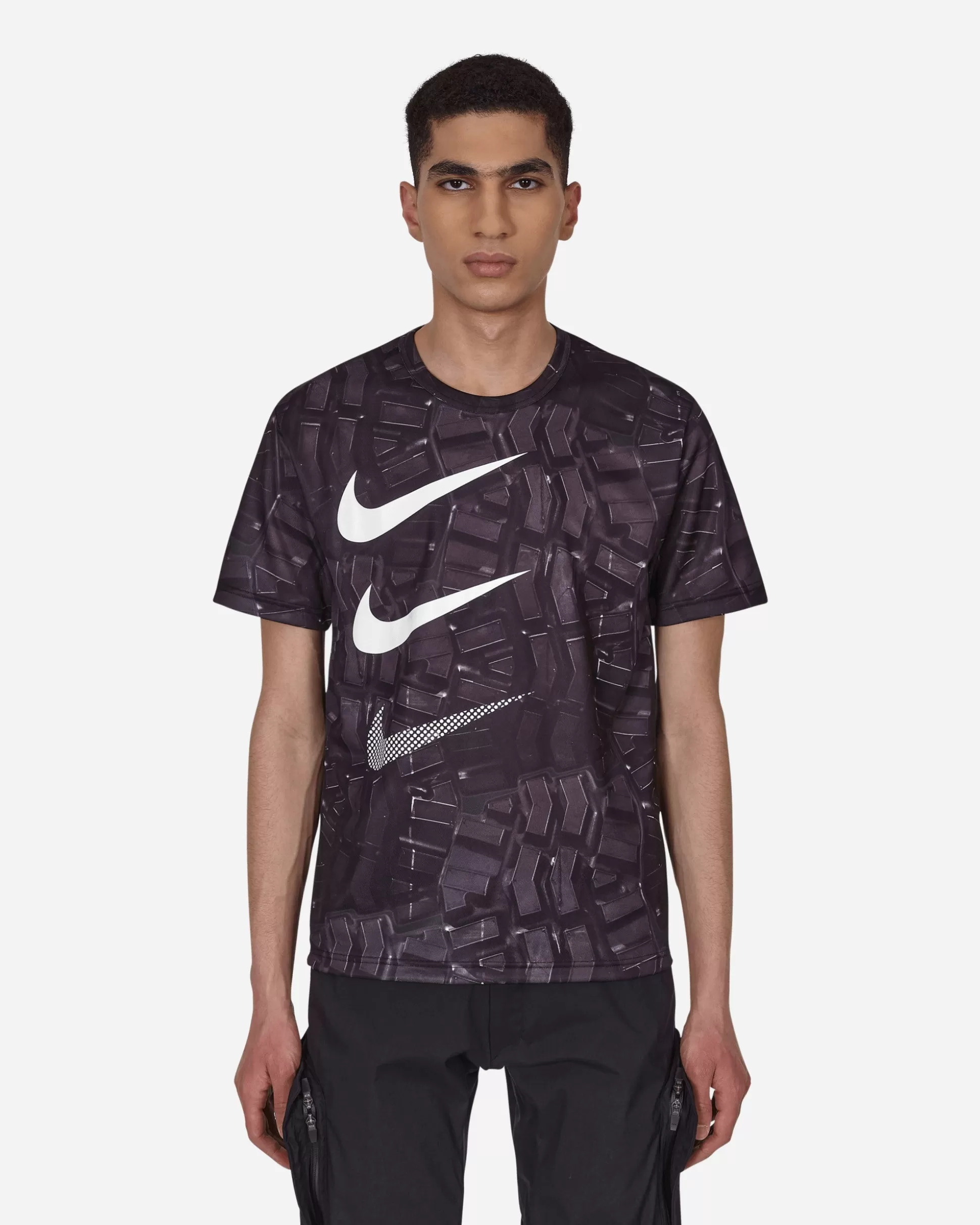 Comme Des Garçons Black Nike Vertical Triple Tick T-Shirt Black Clearance