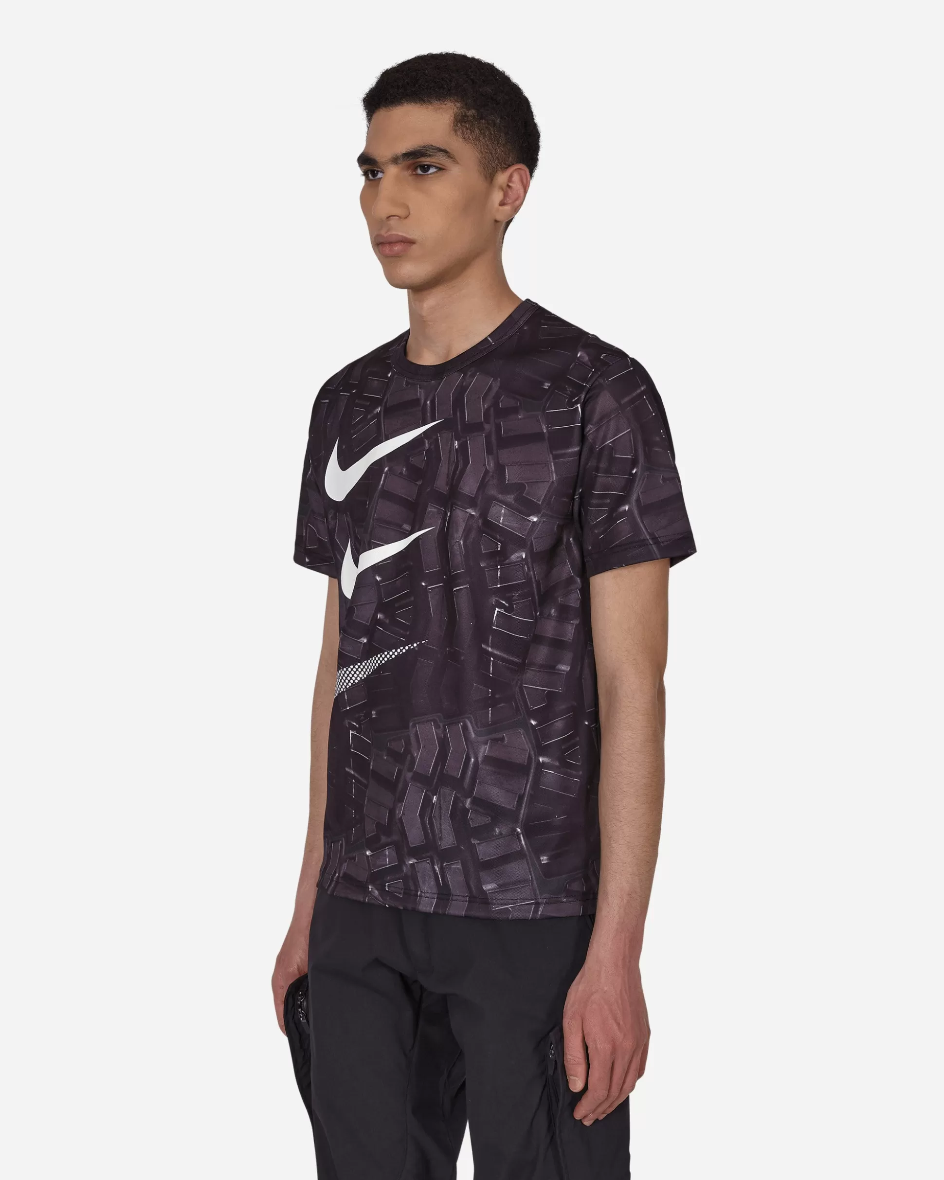 Comme Des Garçons Black Nike Vertical Triple Tick T-Shirt Black Clearance