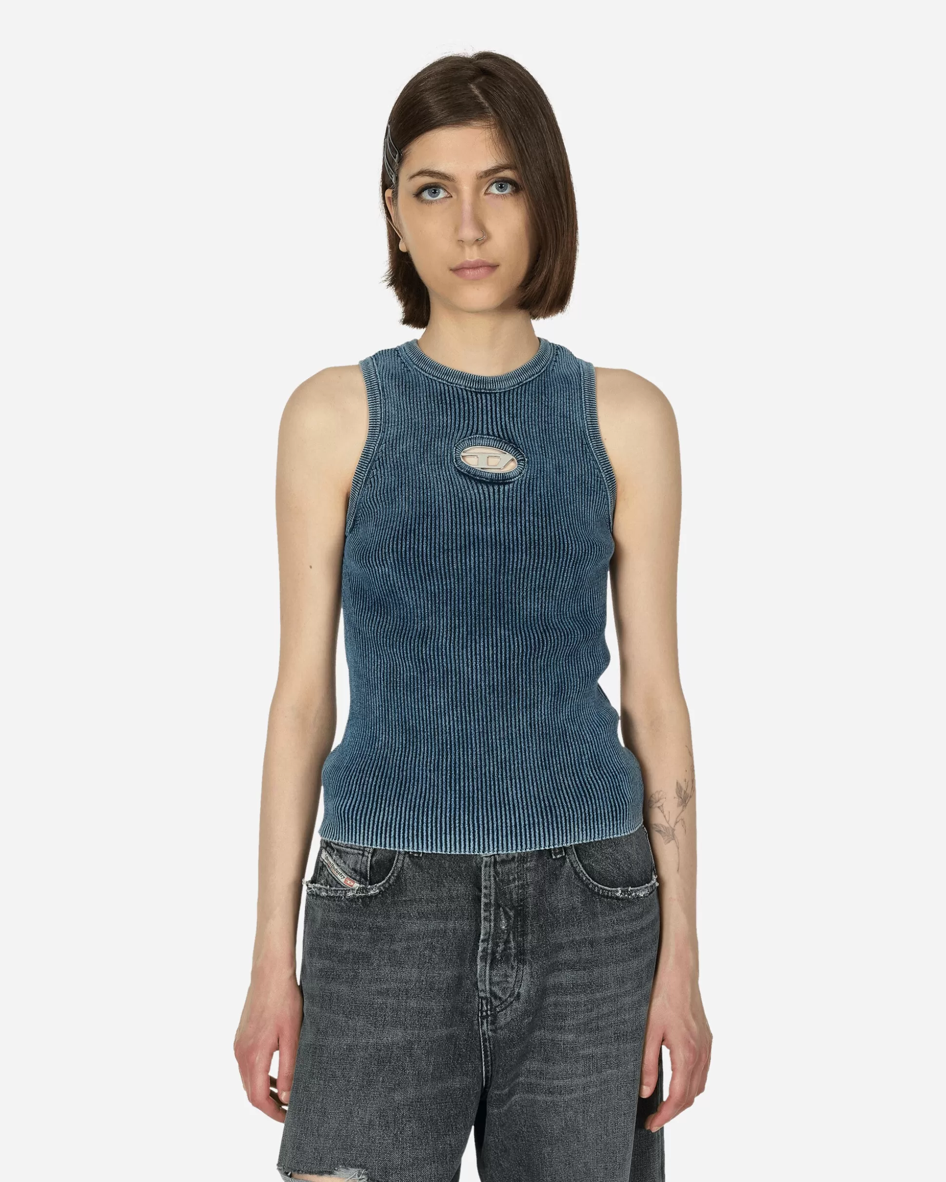 Diesel Oval D Rib-Knit Tank Top Dark Blue Best