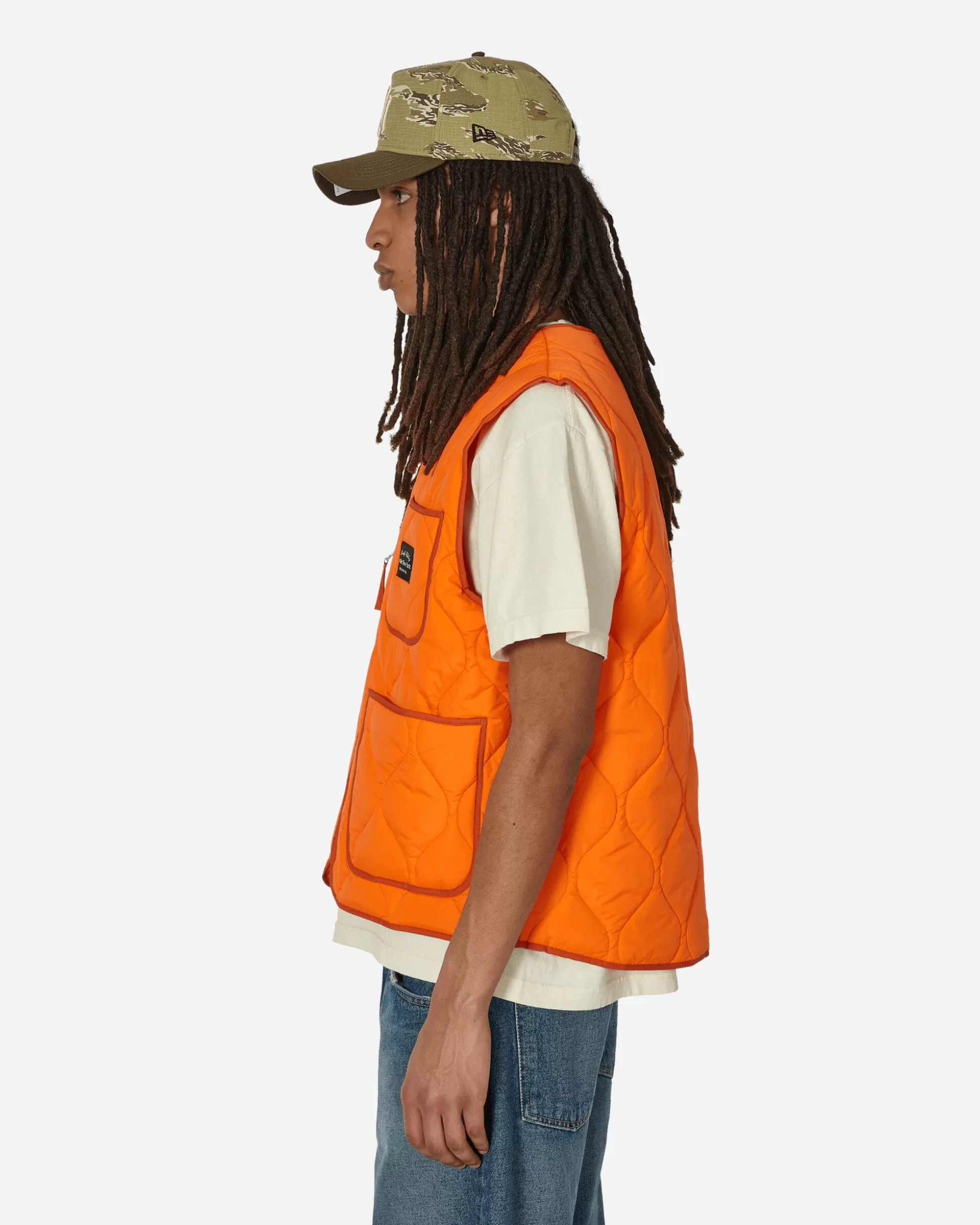 Awake NY Quilted Nylon Shell Vest Orange Sale