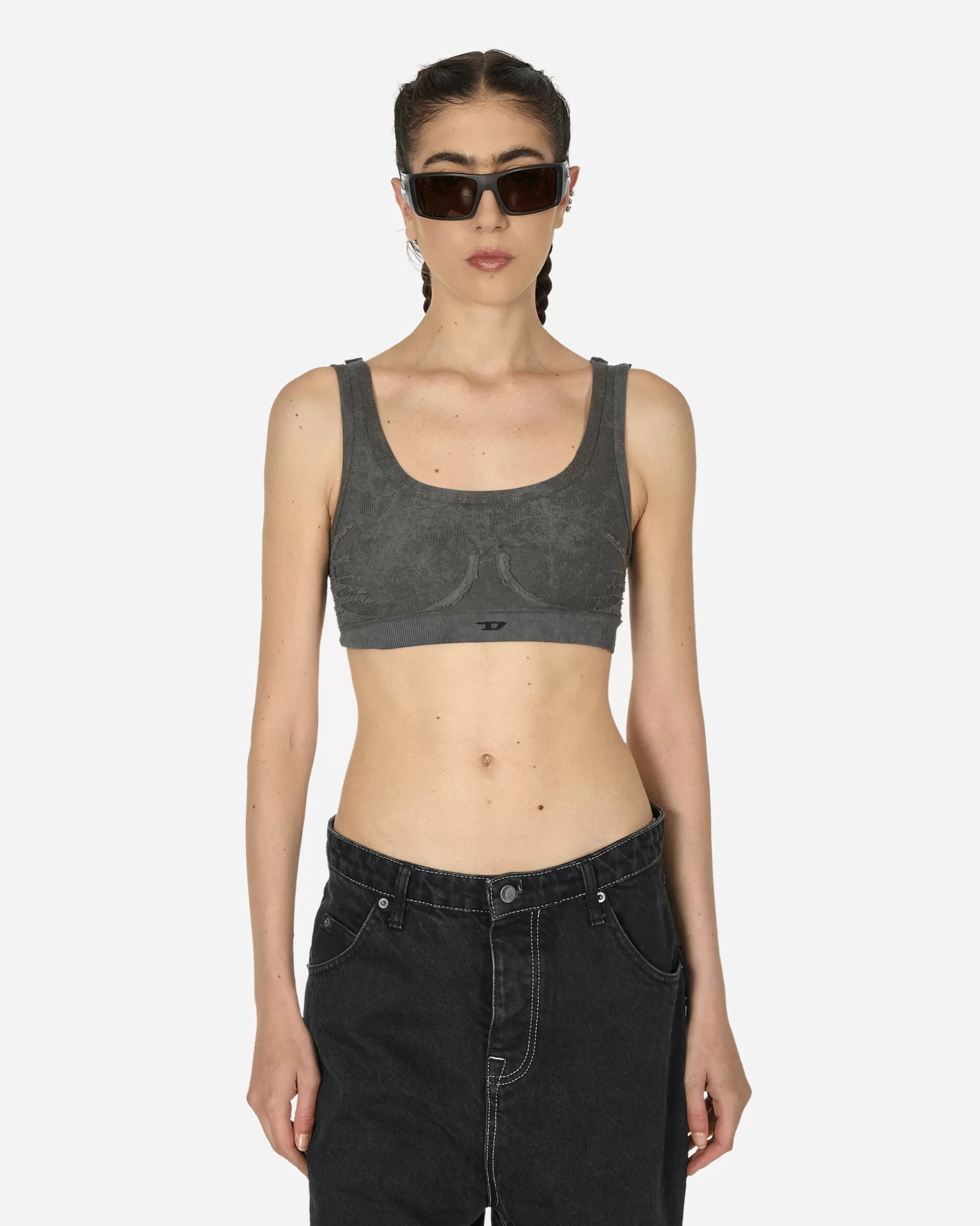 Diesel Ribbed Bralette Grey Best Sale