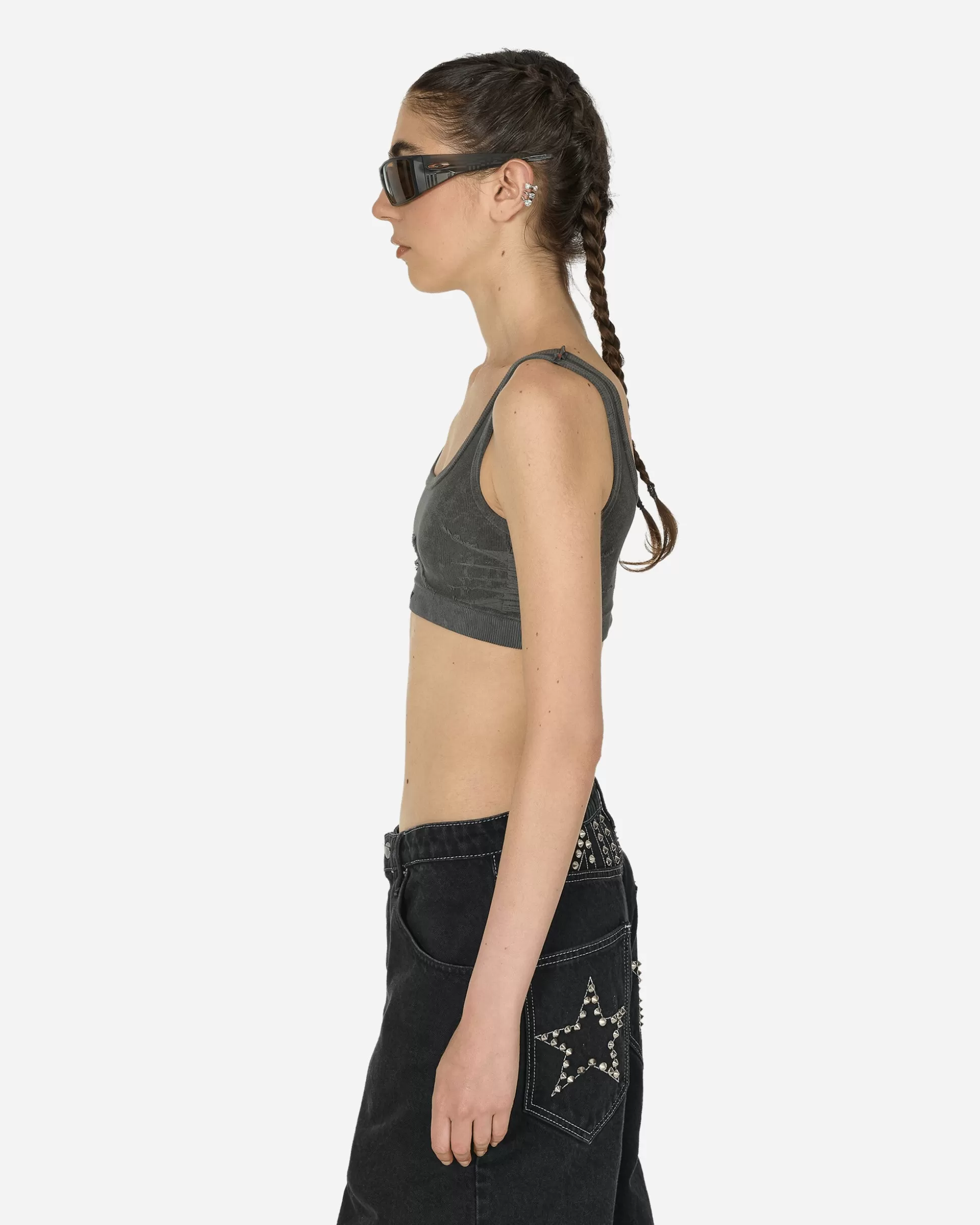 Diesel Ribbed Bralette Grey Best Sale