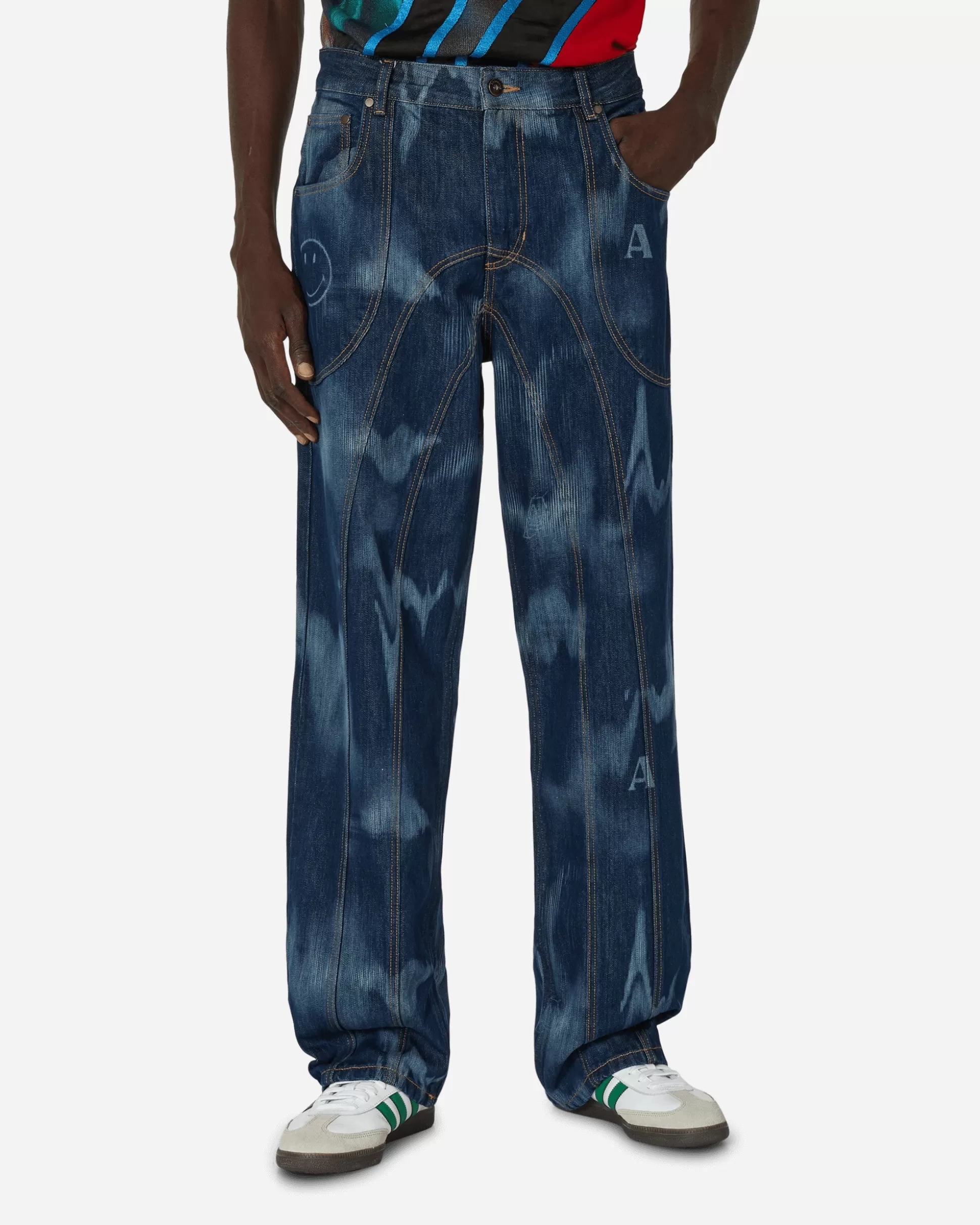Ahluwalia Smiley Signature Low Rise Jeans Indigo Discount