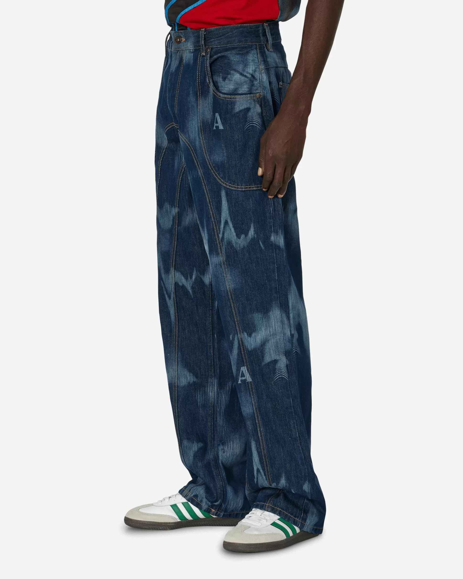 Ahluwalia Smiley Signature Low Rise Jeans Indigo Discount