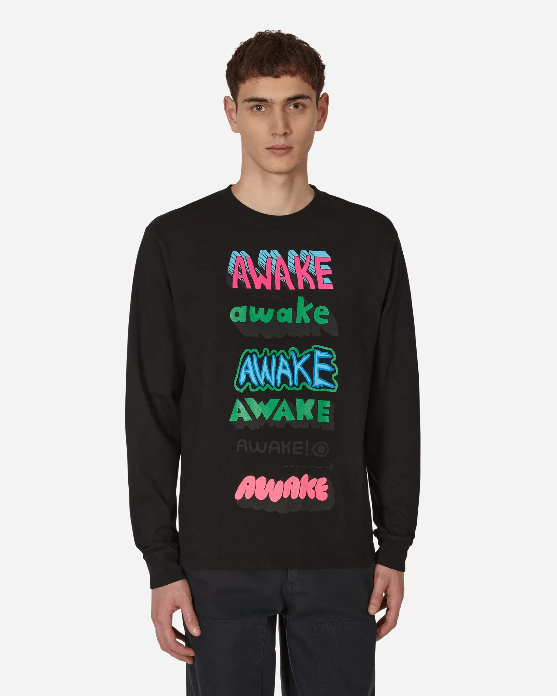 Awake NY Stefan Meier Printed Longsleeve T-Shirt Black Fashion