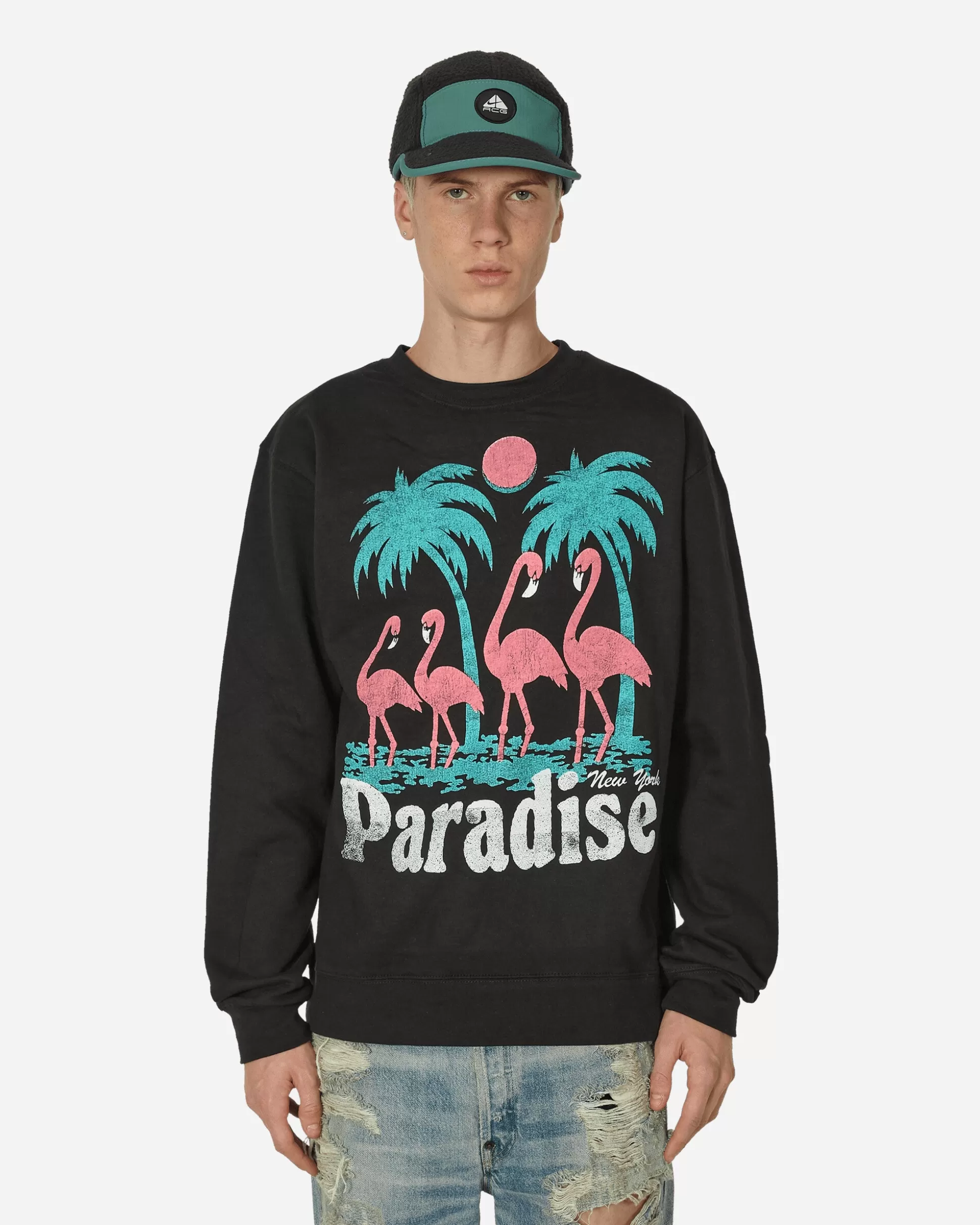 Paradis3 Storks Crewneck Sweatshirt Black New