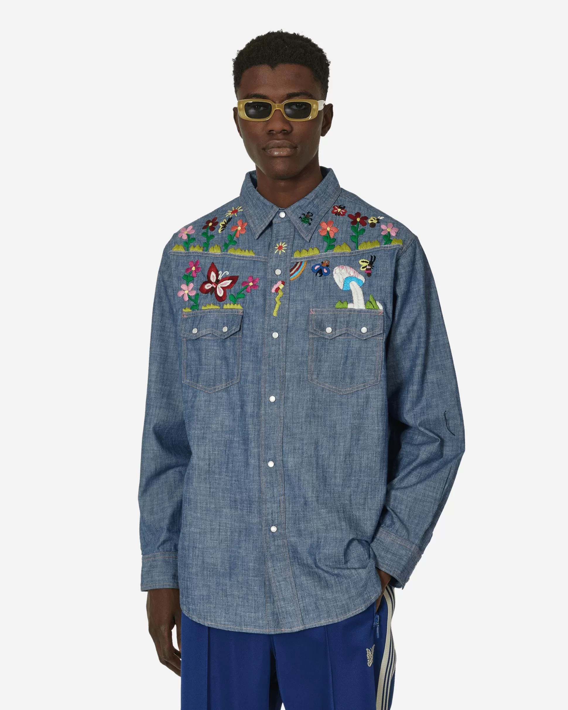 Needles Western Shirt Blue Cheap