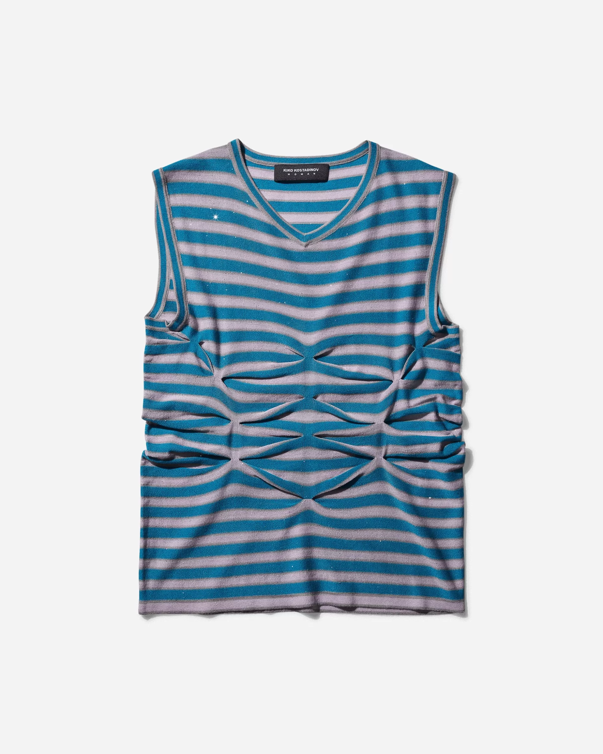 Kiko Kostadinov Women's Zabriskie Sleeveless Top Ocean Blue / Lilac New